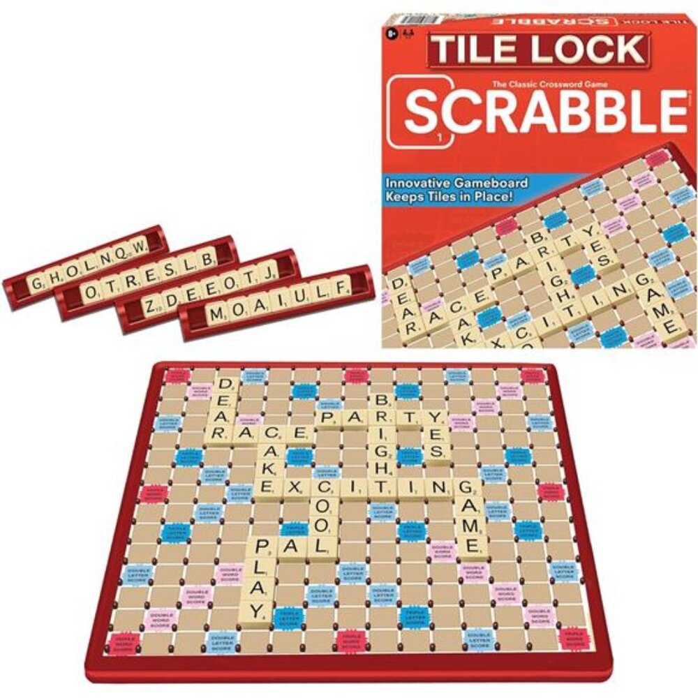 Tile Lock Scrabble by Winning Moves Games USA, Innovative Gameboard "Locks"